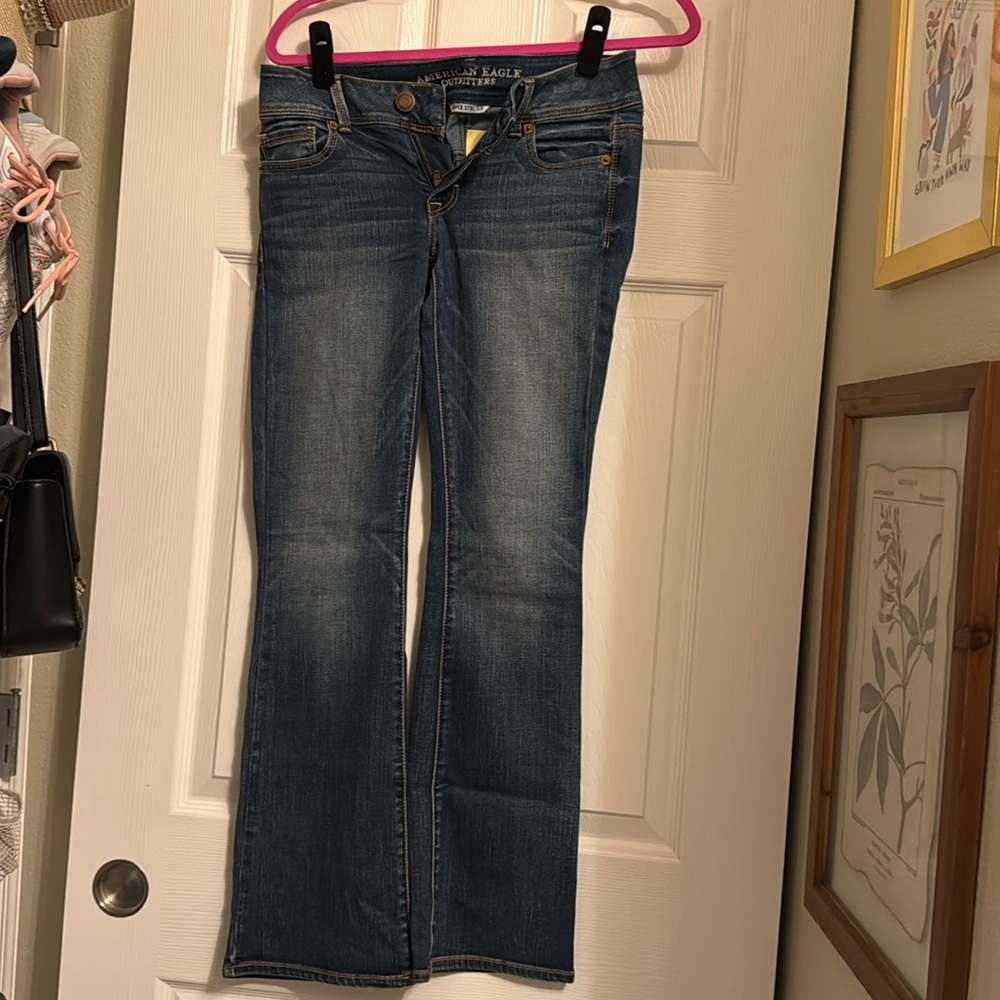 Blue denim flared jeans